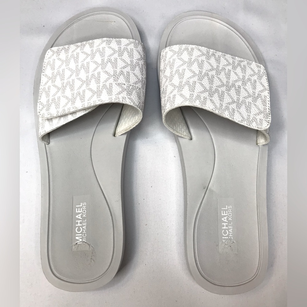 NWT Michael Kors White and Gray Slide Never Worn Size 8m
